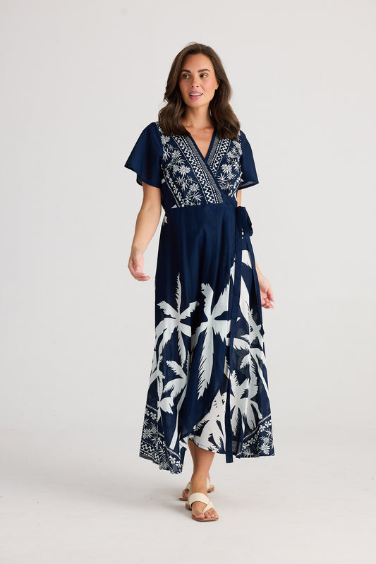 Tropics Wrap Dress Blue Haven