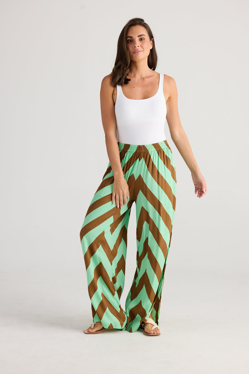 Fly Away Pant Choc Mint Chevron
