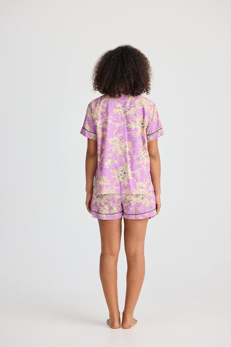 Namaste Pyjama Set | Purple Haveli Print