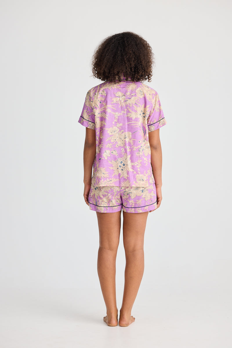 Namaste Pyjama Set | Purple Haveli Print