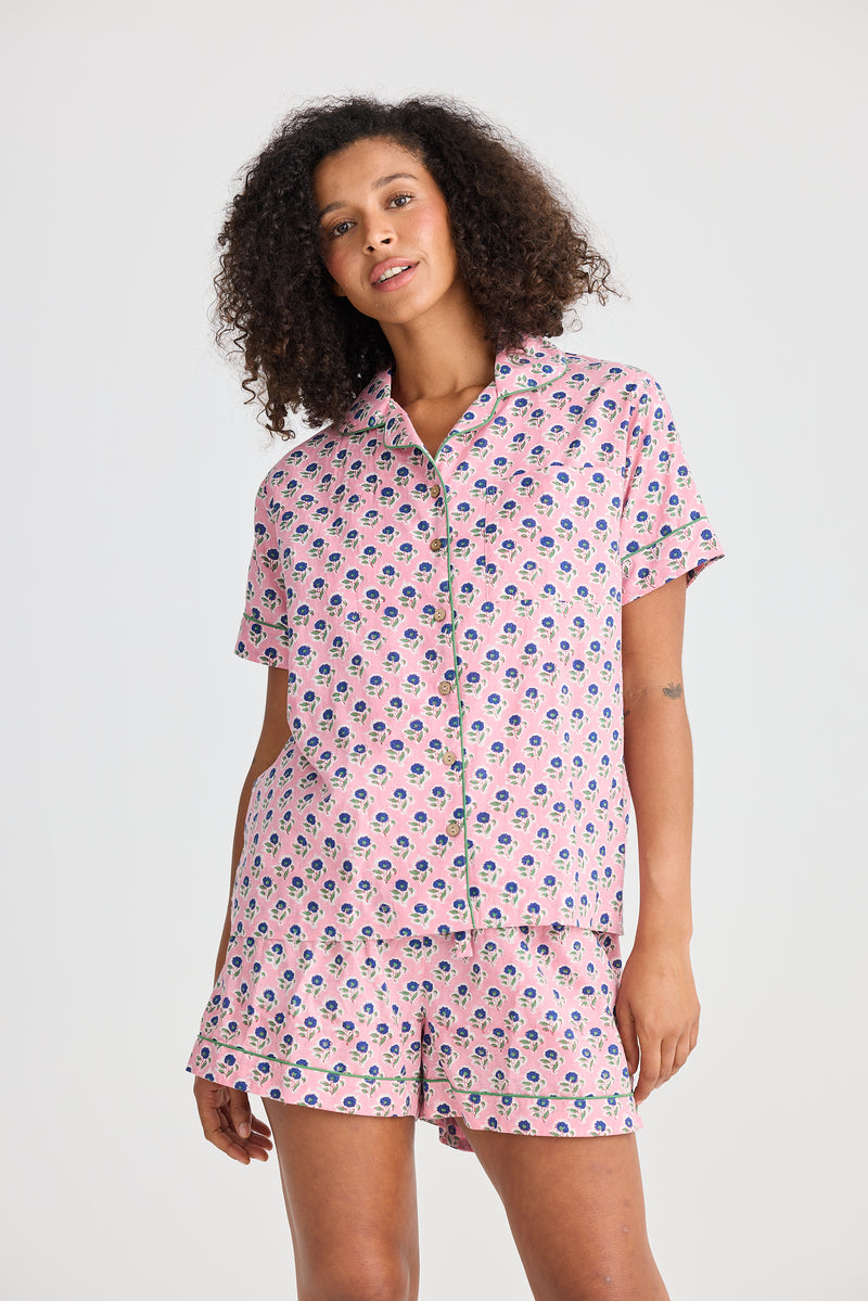 Namaste Pyjama Set | Ditsy Daisy Print | Cotton Shirt & Shorts