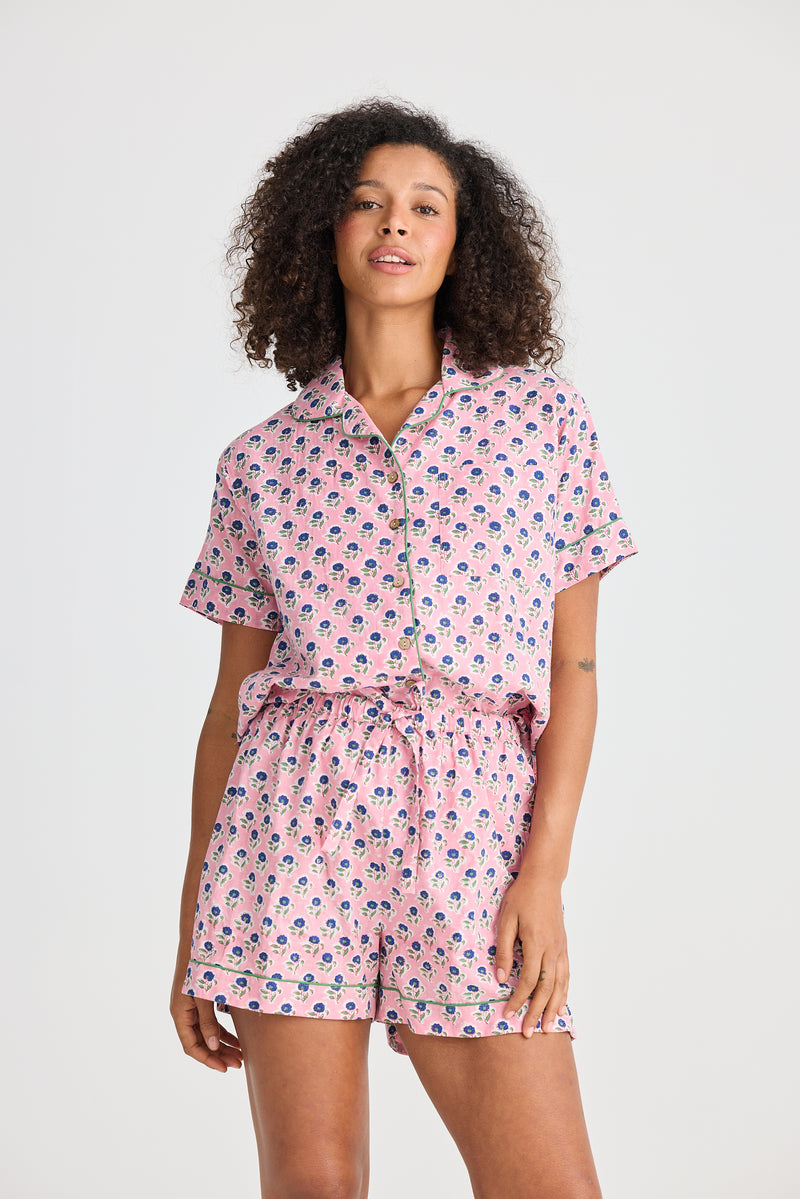 Namaste Pyjama Set | Ditsy Daisy Print | Cotton Shirt & Shorts