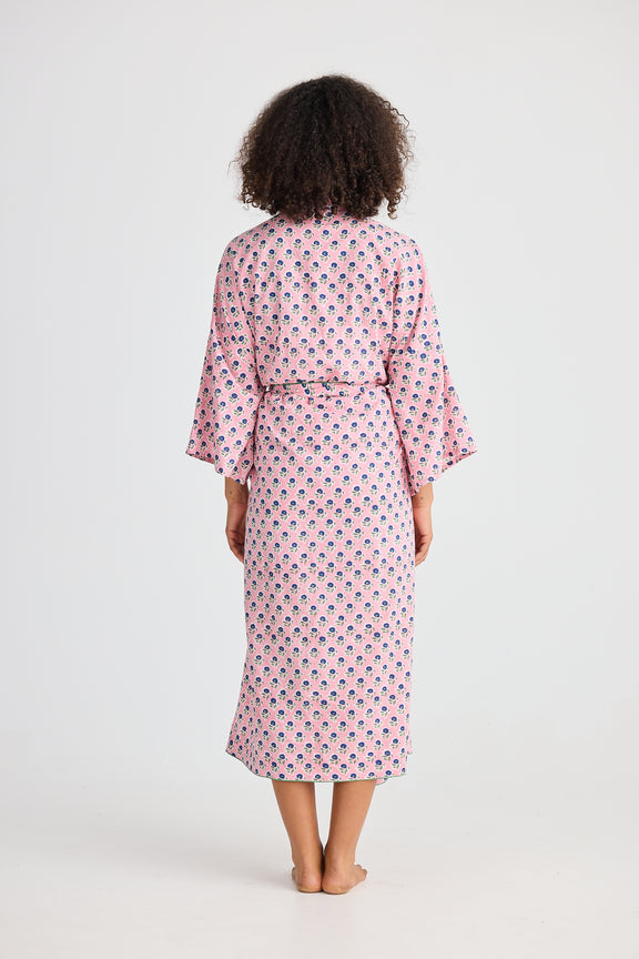 Women’s floral cotton robe in Ditsy Daisy pattern – Namaste Collection