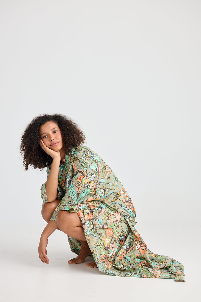 Namaste Robe | Madagascar Print | Cotton Kimono Style