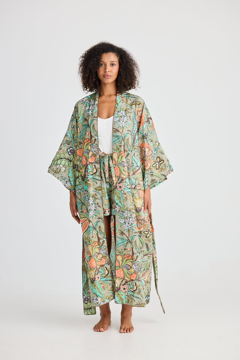 Namaste Robe | Madagascar Print | Cotton Kimono Style