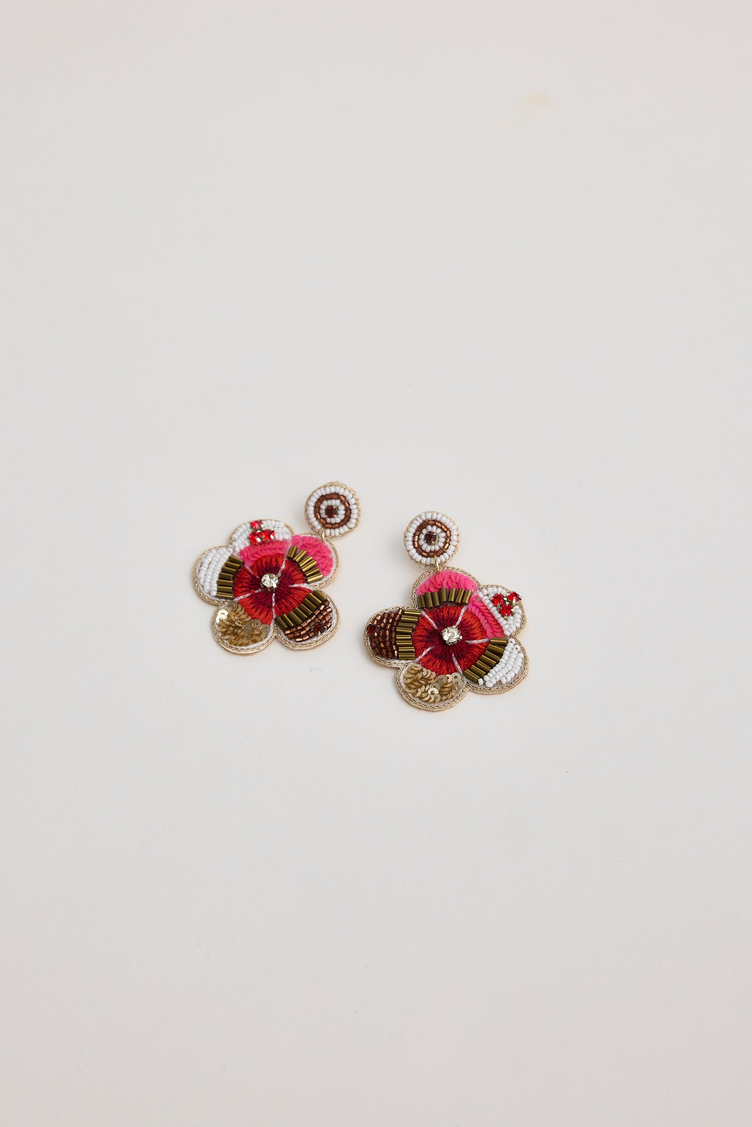 Milano Earrings Orange – Handmade floral drop statement jewellery
