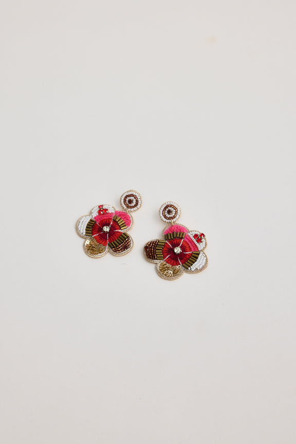 Milano Earrings Orange – Handmade floral drop statement jewellery