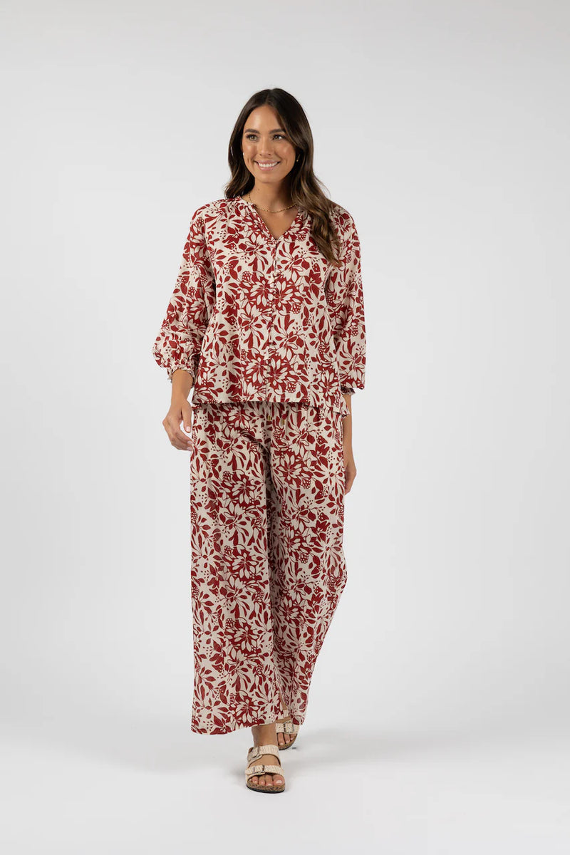 Eden Blouse Brick Print