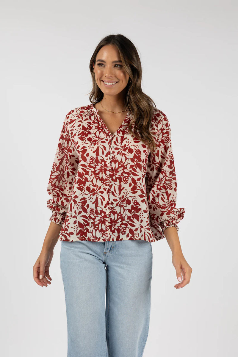 Eden Blouse Brick Print