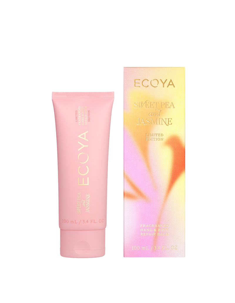 Sweet pea and jasmine limited edition hand and body repair balm by Ecoya