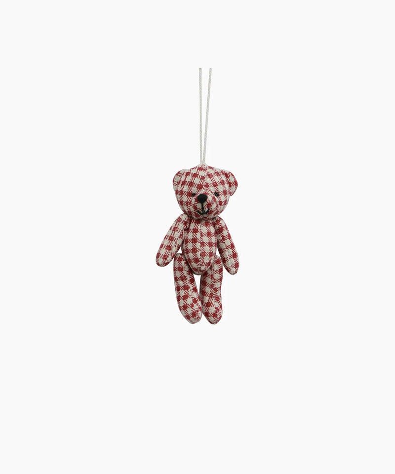 Red gingham teddy bear Christmas tree hanging decoration