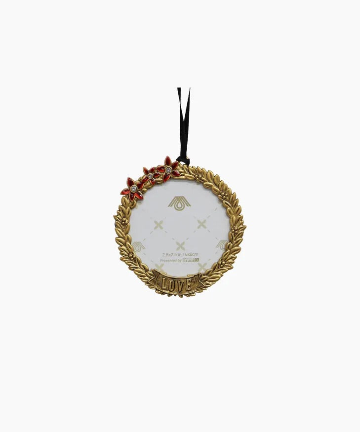 Gold Hanging Round Frame Love Christmas ornament