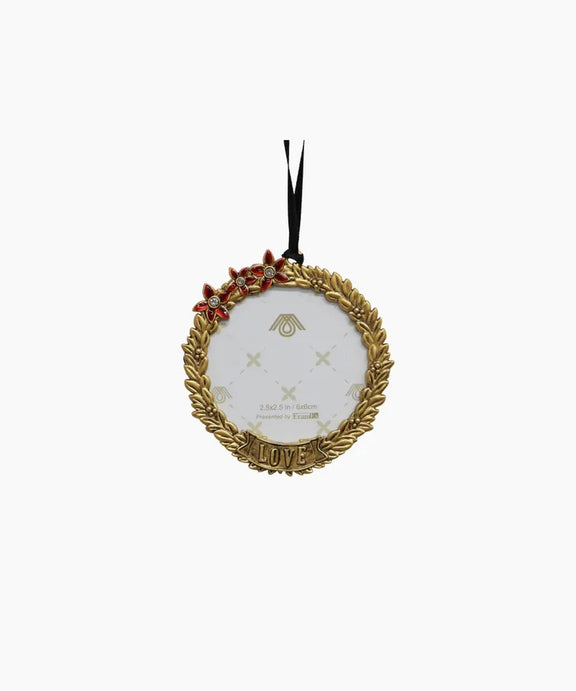 Gold Hanging Round Frame Love Christmas ornament