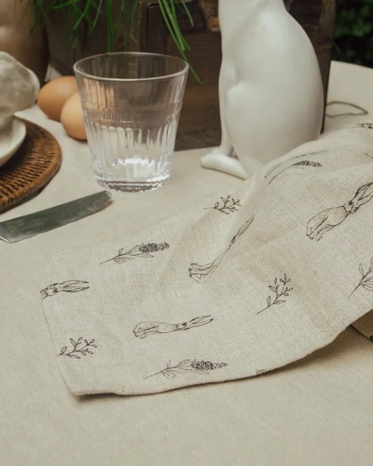 Linen tea towel - harold the hare