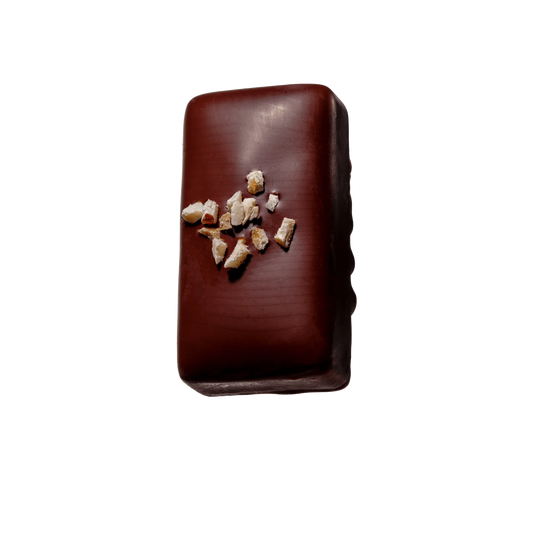 Vegan hazelnut praline chocolate by Loco Love made with organic cacao and hazelnuts.