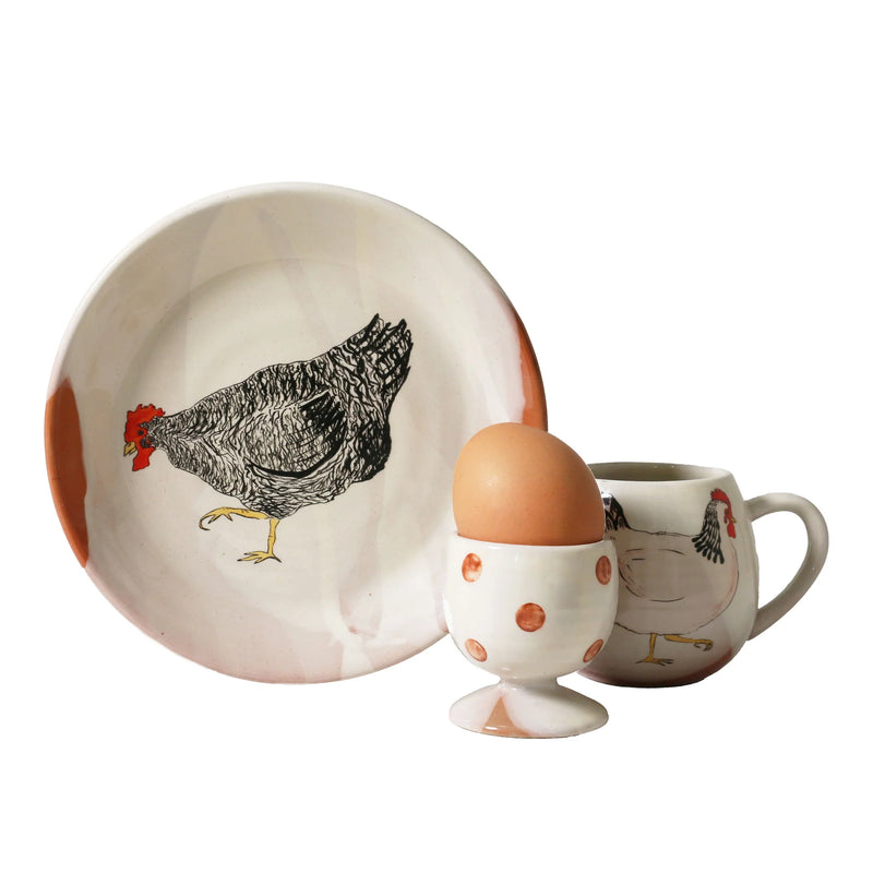 henny penny breakfast set mug egg cup saucer chicken