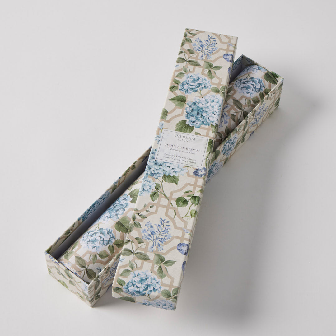 Heritage Bloom decorative scented drawer liners for wardrobes, drawers and linen cupboards.