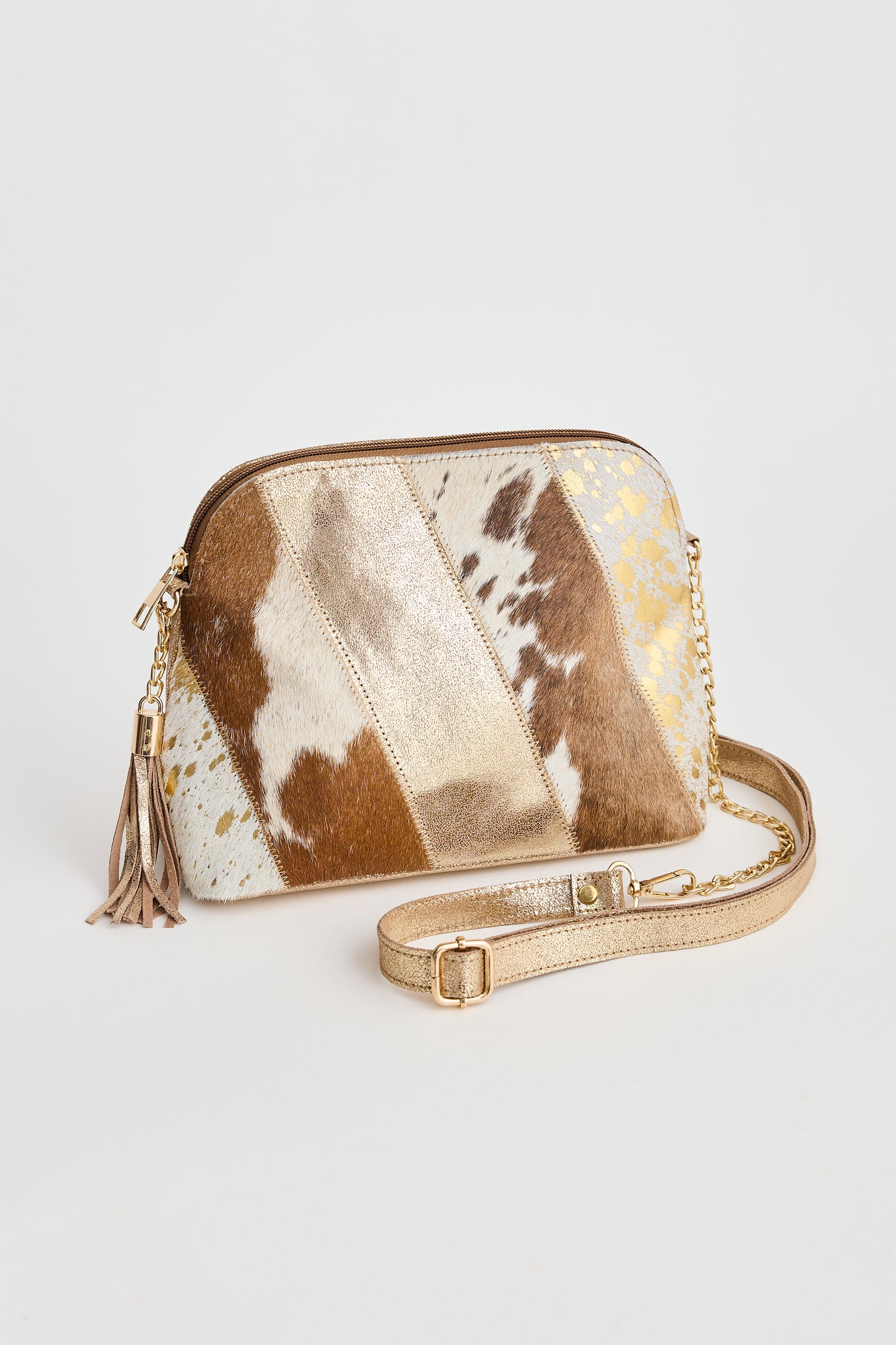 Hilda Bag Crossbody tan leather bag with tassel detail