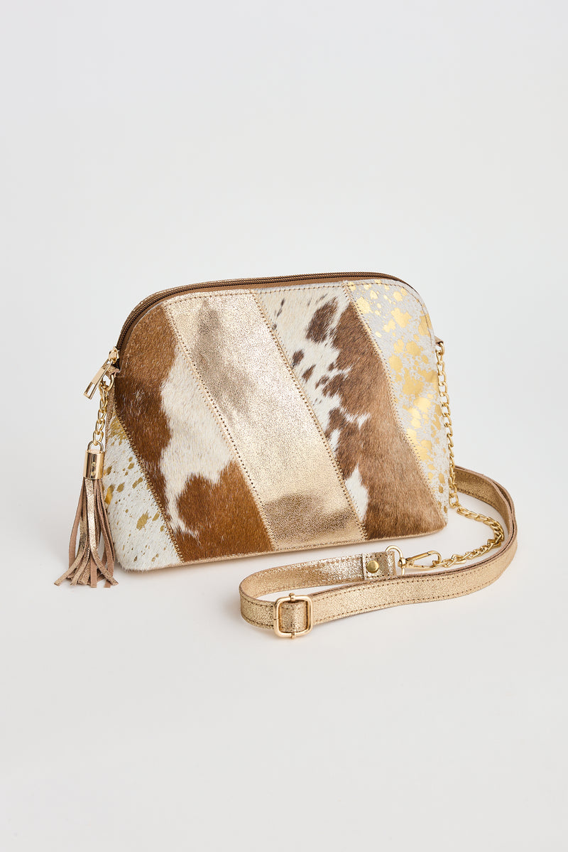 Hilda Bag Crossbody tan leather bag with tassel detail