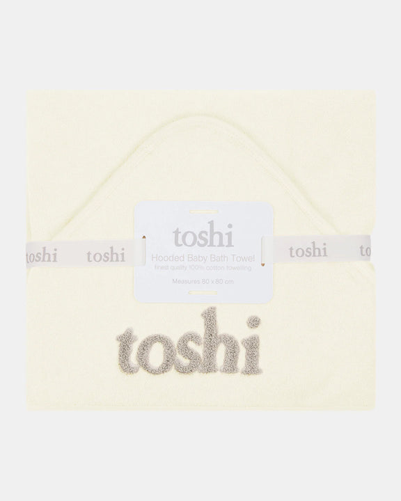 Toshi cream cotton baby towel with enveloping hood