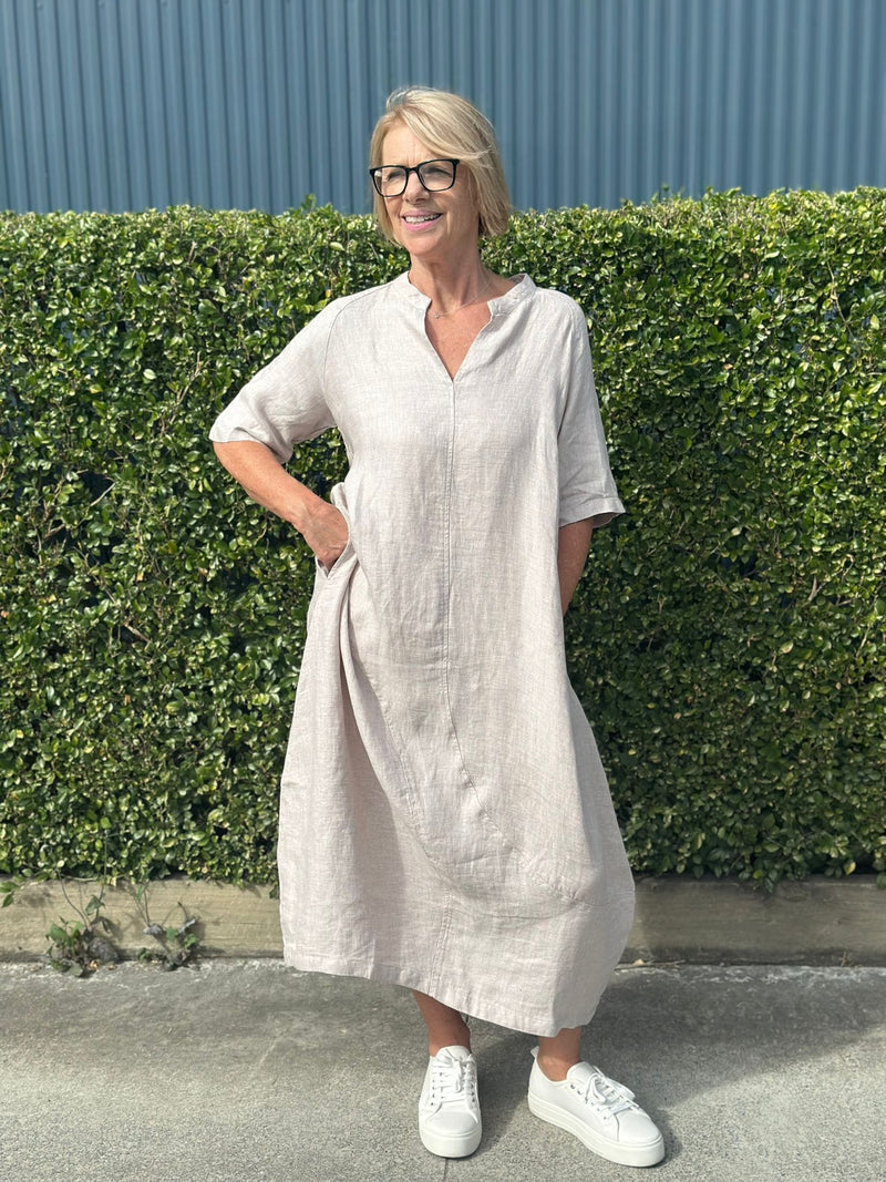Dune Dress – Naturals | 100% Linen Midi Dress