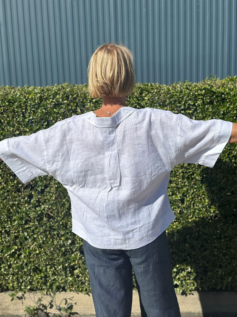 Relaxed fit summer linen shirt for women