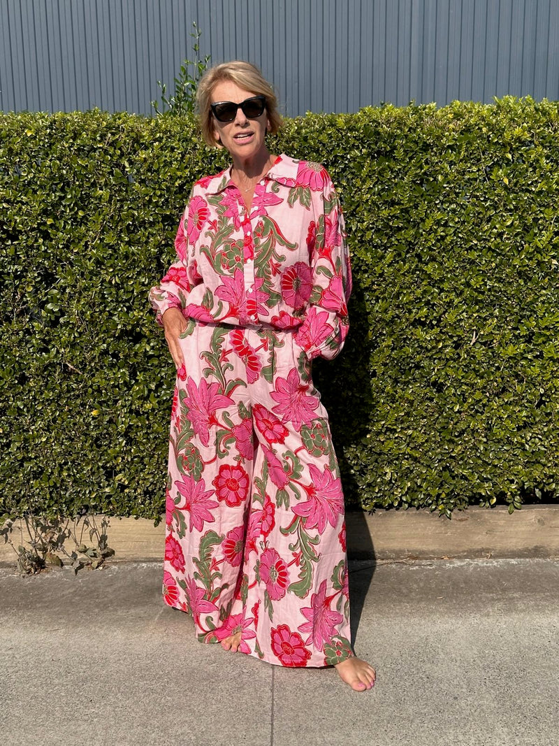 Hazel Shirt – Pink Ibiza Linen Blend Women’s Shirt