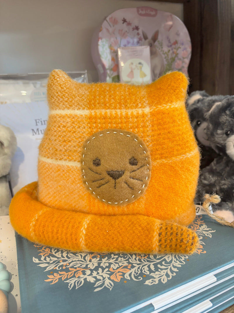 Eco-friendly ginger cat toy made from recycled materials