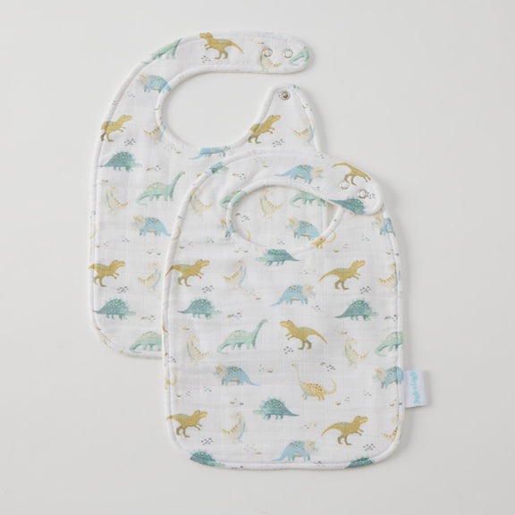 dinosaur baby bib set cotton muslin bamboo towelling