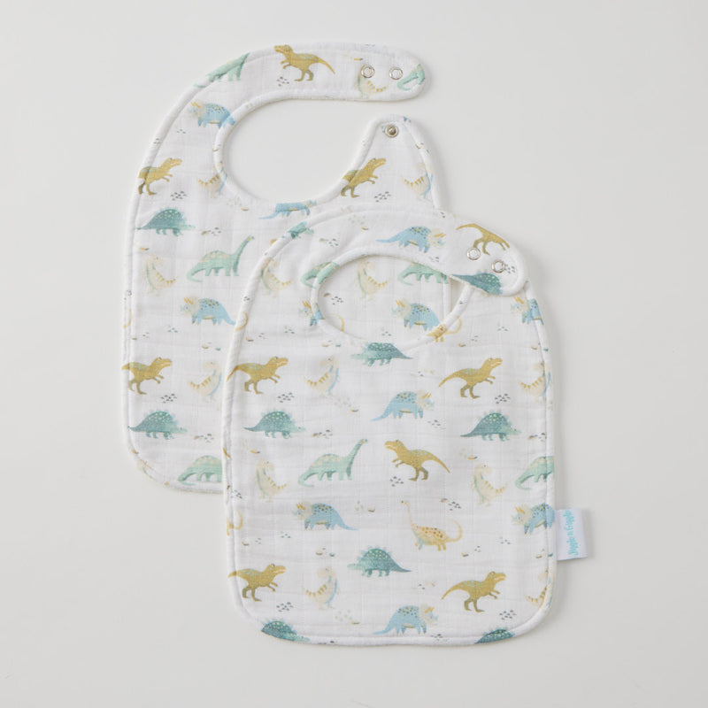 dinosaur baby bib set cotton muslin bamboo towelling