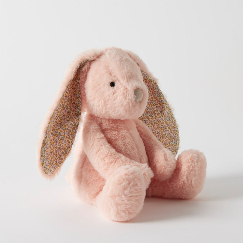 peach pink bunny soft toy with floral ears