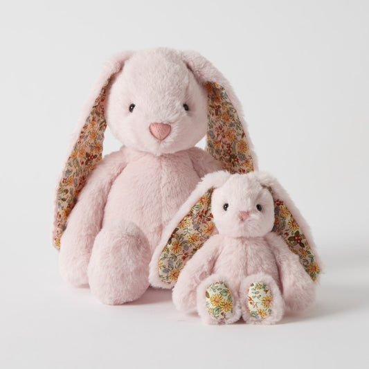 baby pink bunny soft toy floral ears nursery gift