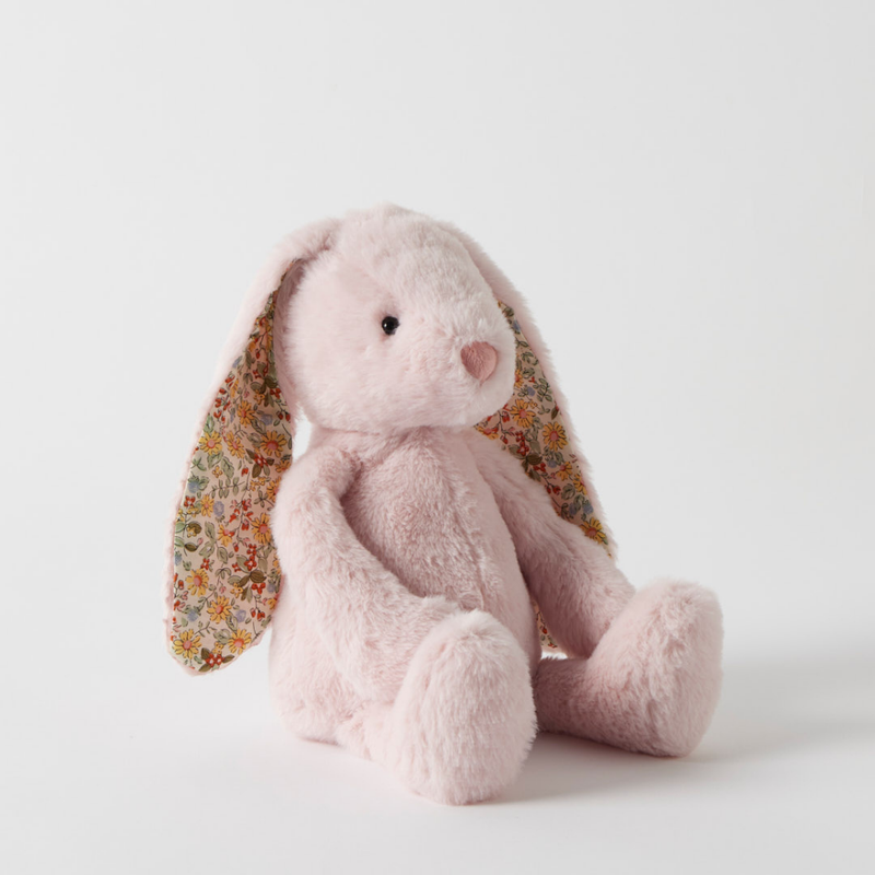 baby pink bunny soft toy floral ears nursery gift