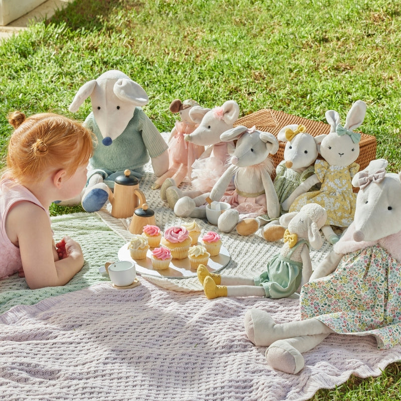 jiggle and giggle mia bunny plush toy yellow floral dress