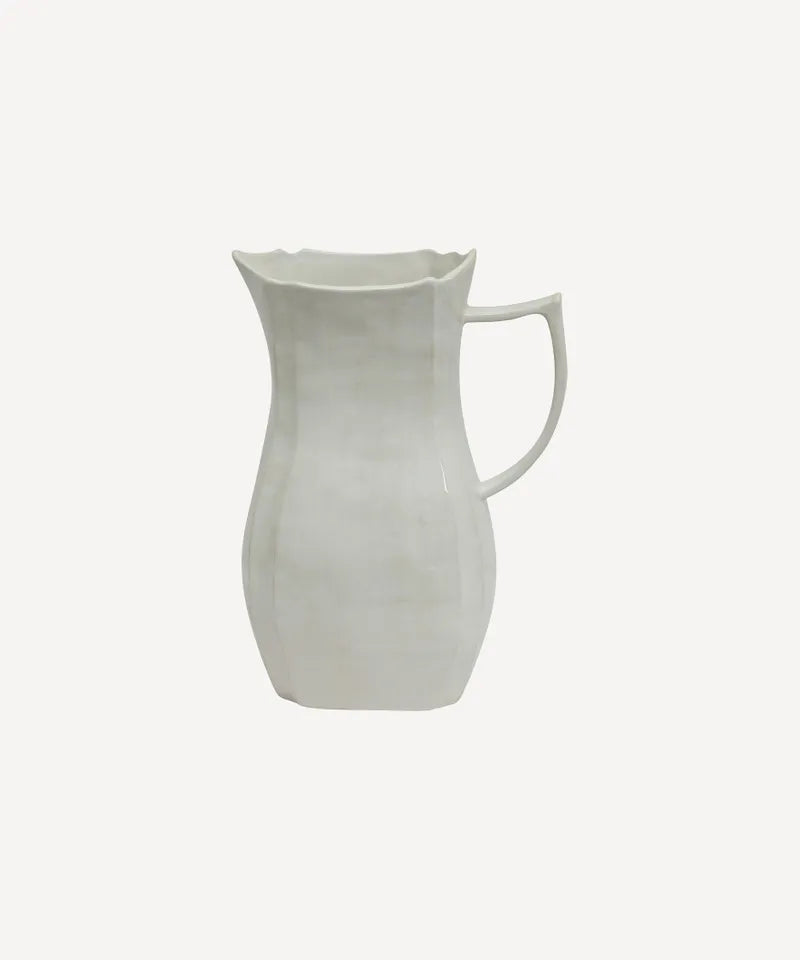 Off-white stoneware Jolie Jug Large with curved handle and smooth finish