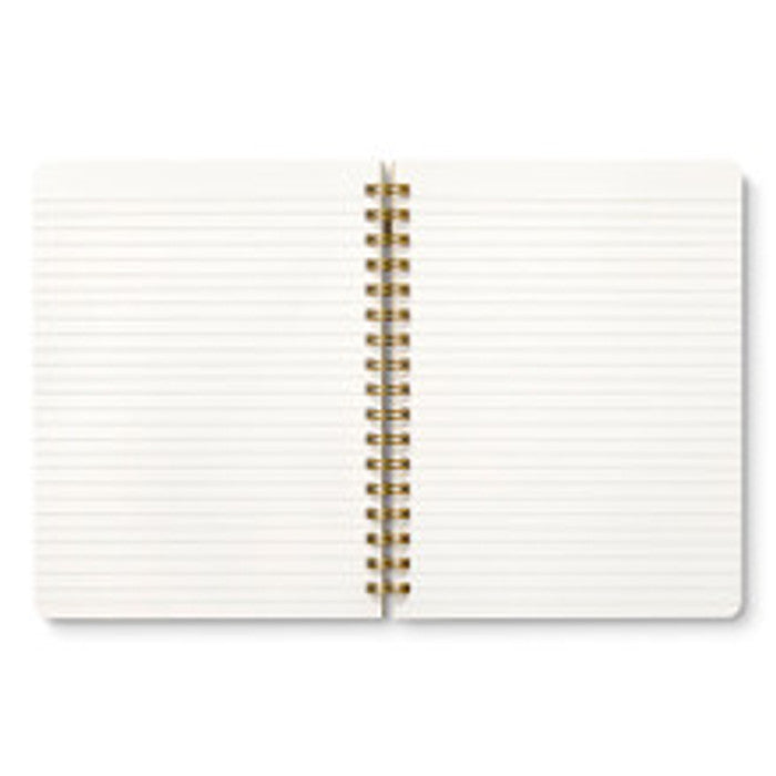 Open notebook with spiral binding on a white background - Joy Is Handmade spiral notebook by Chelsea Bianchini cottagecore journal gift