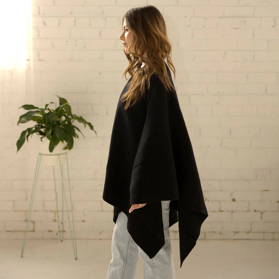 Women's black wool cape