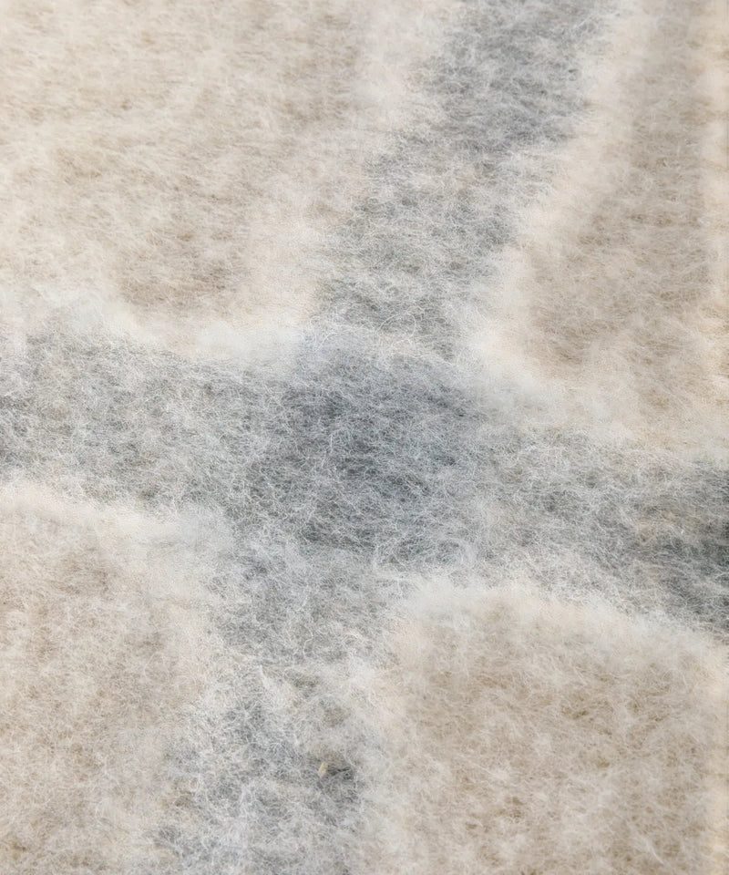 Juniper fringed check throw in grey - close up of stripe