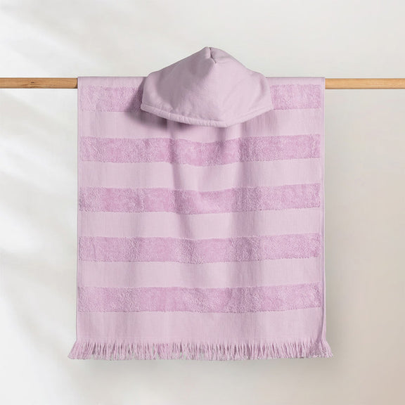 Kids hooded beach towel lilac cotton