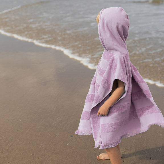 Childrens hooded cotton towel lilac