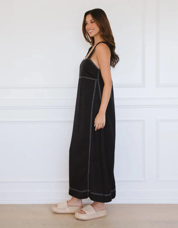 Louise stitched maxi dress black relaxed summer style