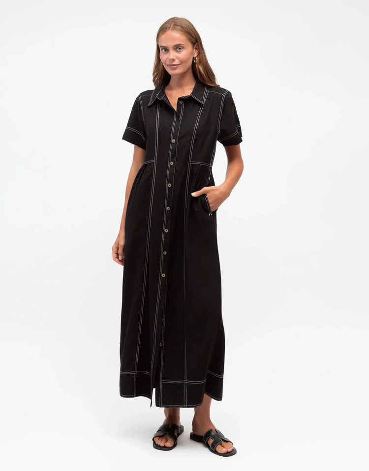 chinese dress ladies Fiza Linen Midi Dress