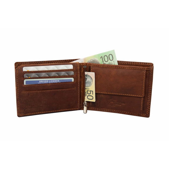 Sandal brown leather men's wallet with card and note compartments