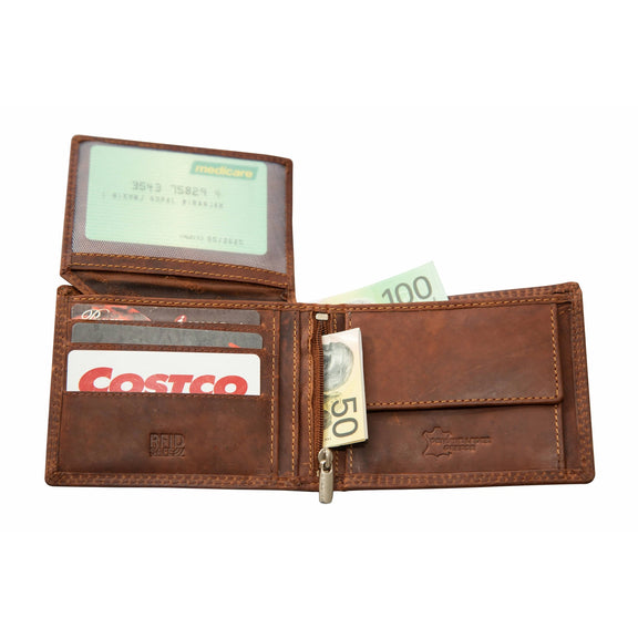 Lithgow oil pull-up leather RFID wallet by Greenwood Leather