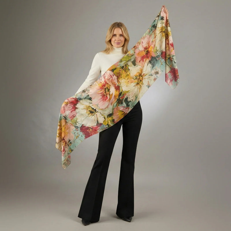 gift for women - merino floral scarf