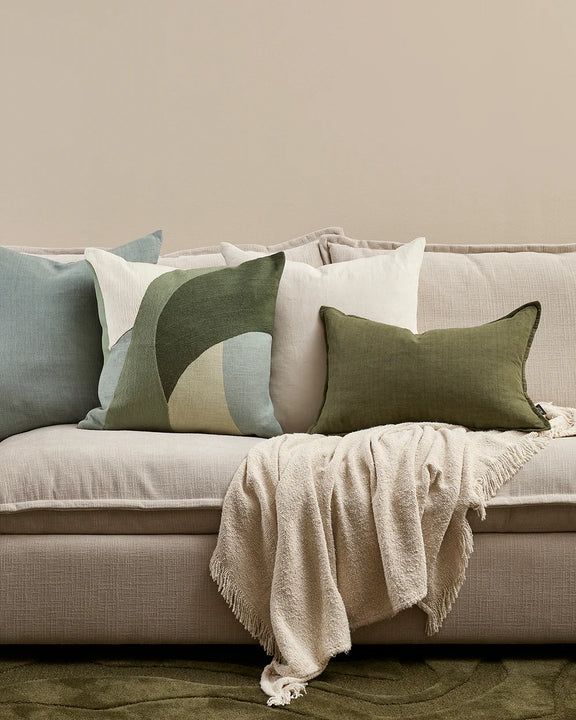 Ivory cotton blend stonewashed throw blanket Australia - living room styling