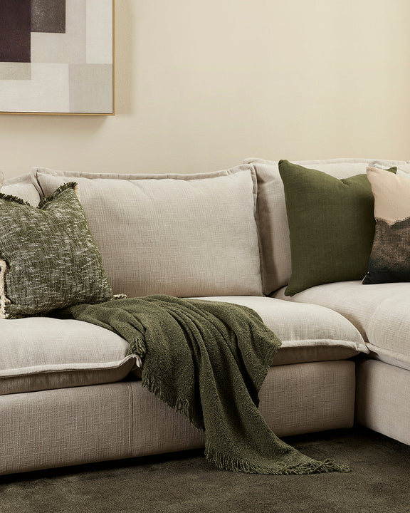 Olive cotton blend stonewashed throw blanket Australia - living room styling
