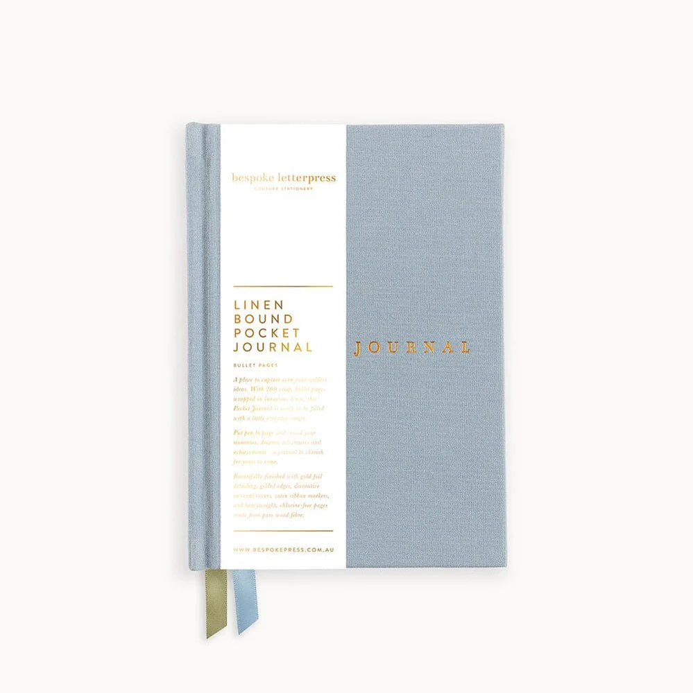 luna blue linen bound pocket journal