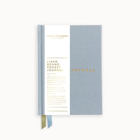 luna blue linen bound pocket journal
