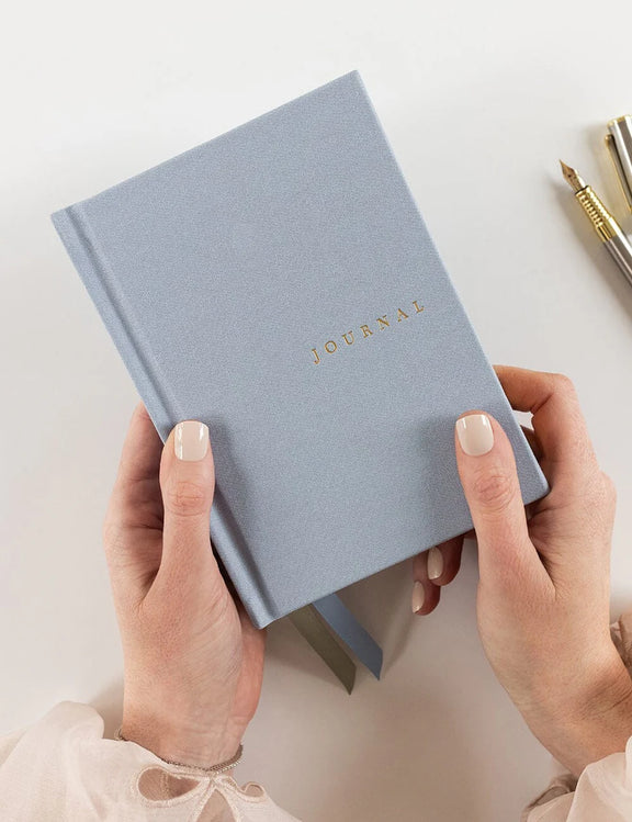 blue bullet journal linen cover